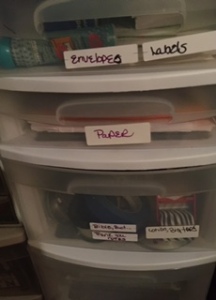 recycled my daughter plastic storage drawers and used to organize supplies inside my closet